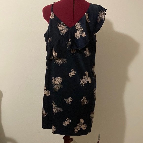 Lucky Brand blue Dress size M. Ruffle collar on one side & strap on the other. - Picture 2 of 8